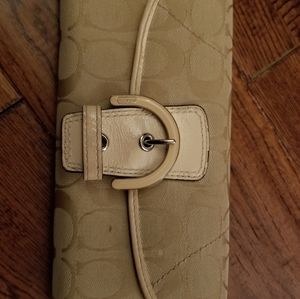 Coach Purse, clutch, tan rosie/pink.